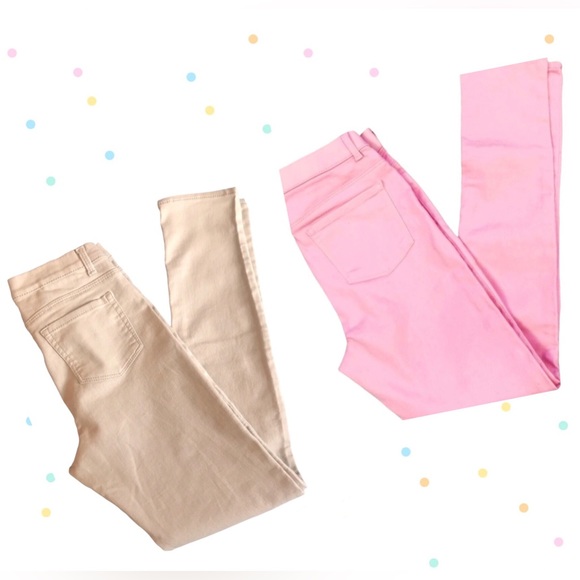 BRAND NEW Girls Jeggings Pink & Tan Bundle - Picture 1 of 6